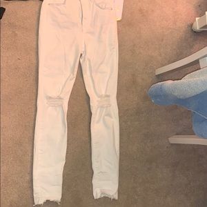 H&M white skinny ripped jeans